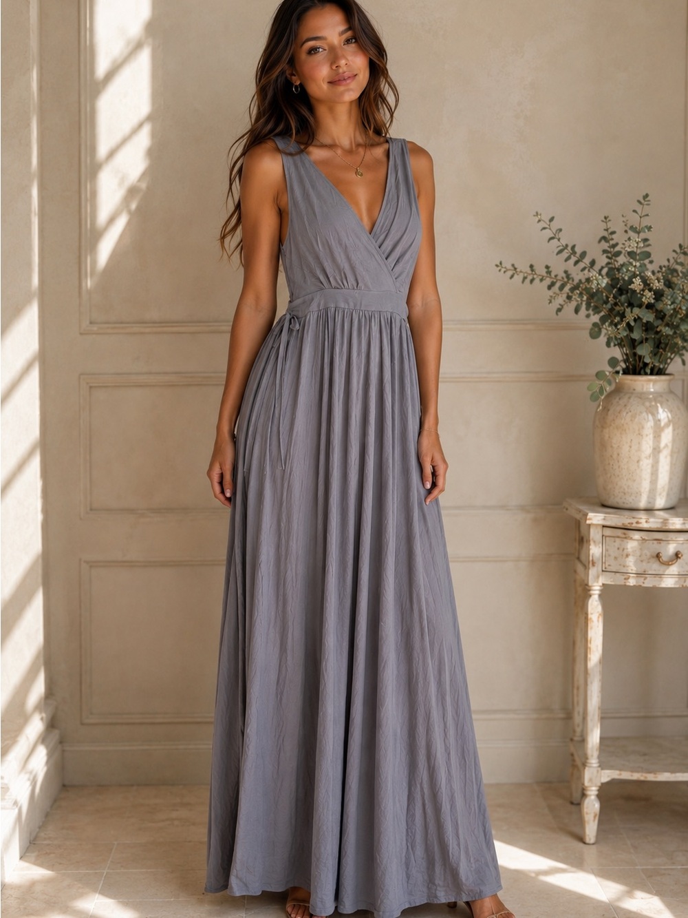 Lulus Sleeveless V-Neck Maxi Dress Dusty Mint Size M NWT